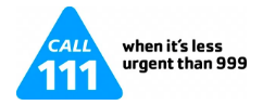 Graphic saying: Call 111 when it's less urgent than 999