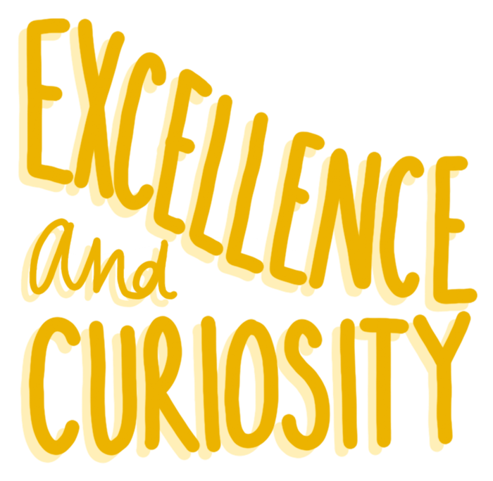 Arch value graphic: Excellence and Curiosity