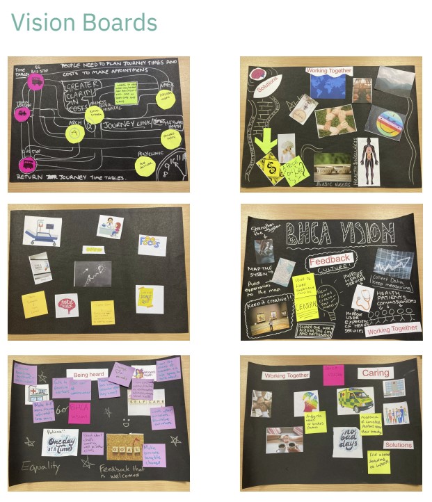 Vision boards for the Common Ambition project (post-it notes on a chalk board)