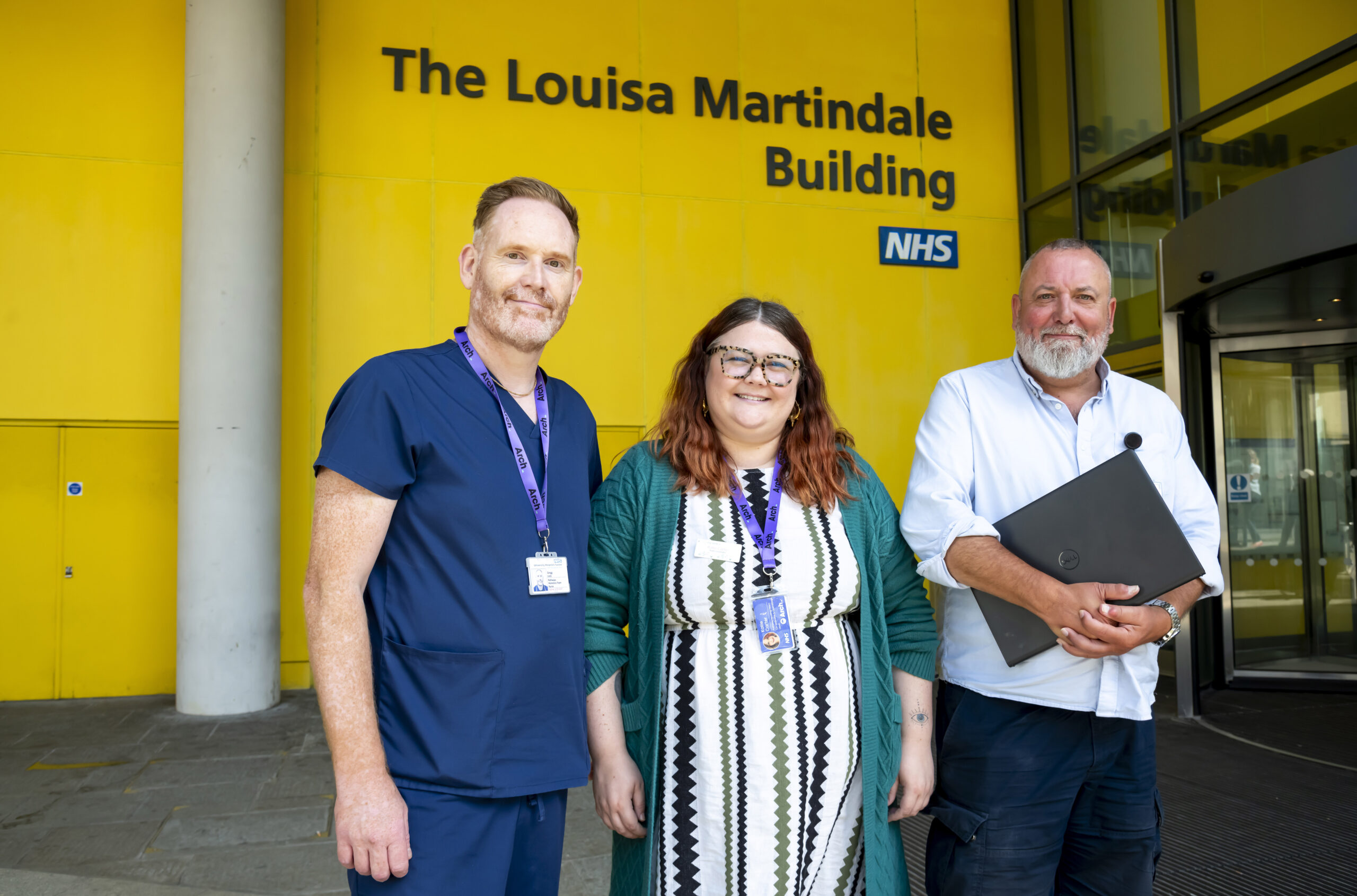 Pathway team stood outside the Royal Sussex Louisa Martindale building